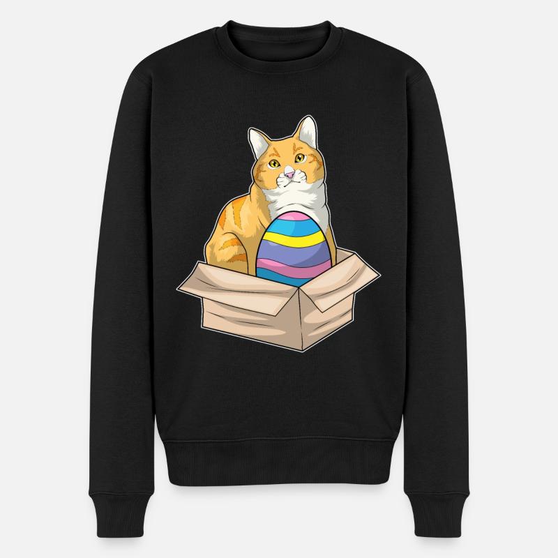 Katze Ostern Osterei - Männer Premium Bio Pullover - Schwarz