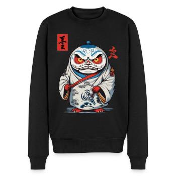 Japanischer Daruma Ästhetik Yokai Vintage - Männer Premium Bio Pullover - Schwarz - Vorne - Nico (187cm)