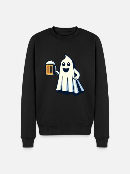 Funny Boozing Ghost Halloween Party - Men's Premium Organic Jumper - black