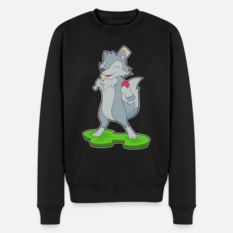 Wolf Cricket Cricketschläger - Männer Premium Bio Pullover - Schwarz