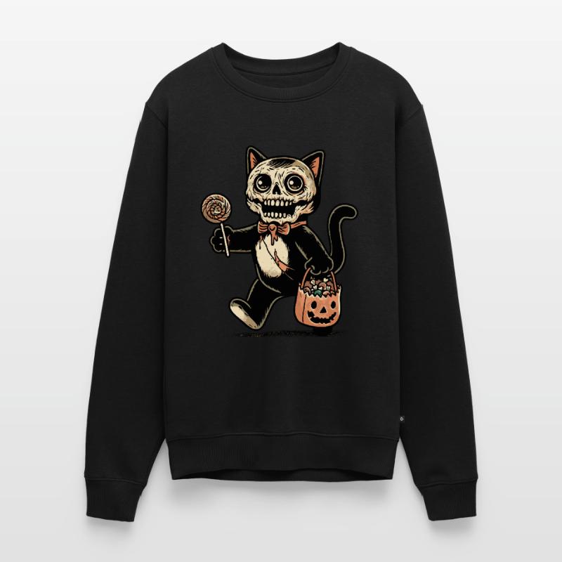 Gruselige Zombie Katze Süßes Oder Saures Männer Premium Bio Pullover