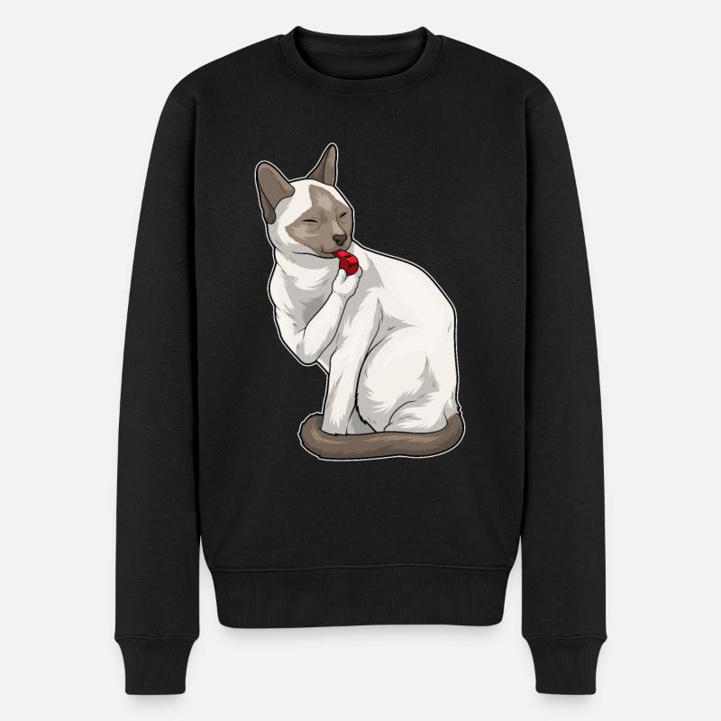 Chat siamois Sifflet d’arbitre - Pull Premium bio Homme - noir