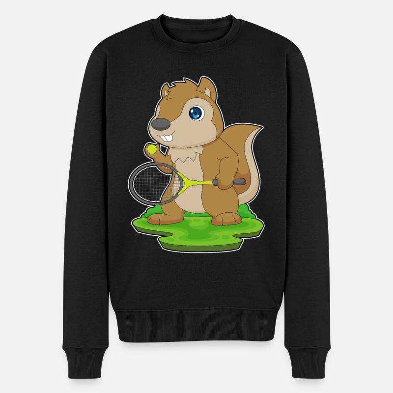 Eichhörnchen Tennis Tennisschläger - Männer Premium Bio Pullover - Schwarz