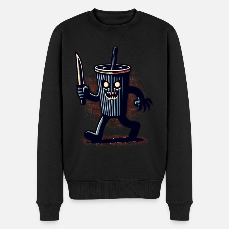 Unheimlicher Psycho Trinkbecher Getränke - Männer Premium Bio Pullover - Schwarz