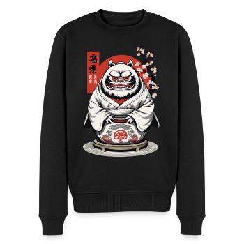 Japanese Daruma Aesthetic Yokai Vintage - Men's Premium Organic Jumper - black - Front - Nico (187cm)