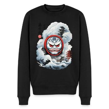 Japanischer Daruma Aesthetic Yokai Streetwear - Männer Premium Bio Pullover - Schwarz - Vorne - Nico (187cm)