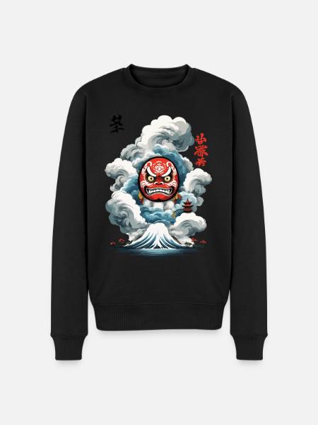 Japanese Daruma Aesthetic Yokai Design - Men's Premium Organic Jumper - black