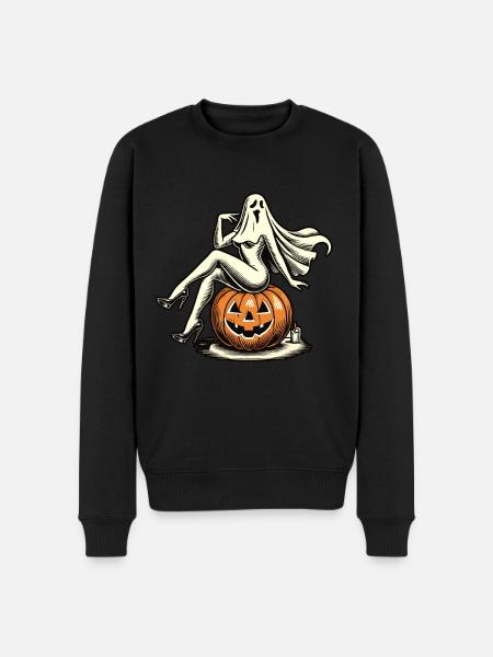 Seductive Ghost Funny Halloween Design - Men's Premium Organic Jumper - black