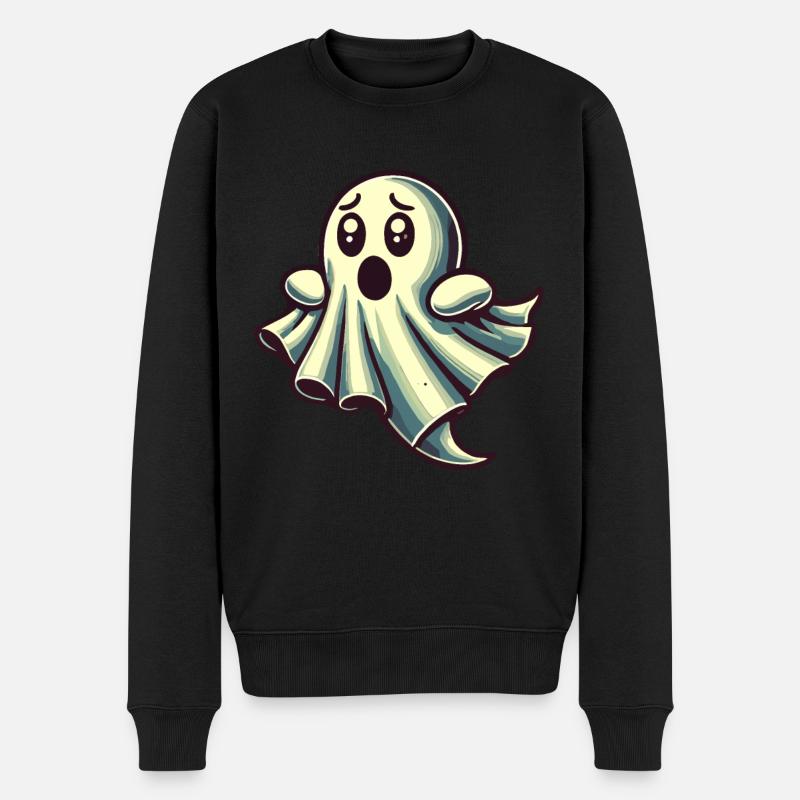 Scared Ghost Funny Ghost Design - Men's Premium Organic Jumper - black