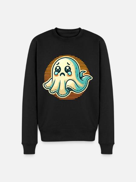 Sad Ghost Funny Ghost Design - Men's Premium Organic Jumper - black