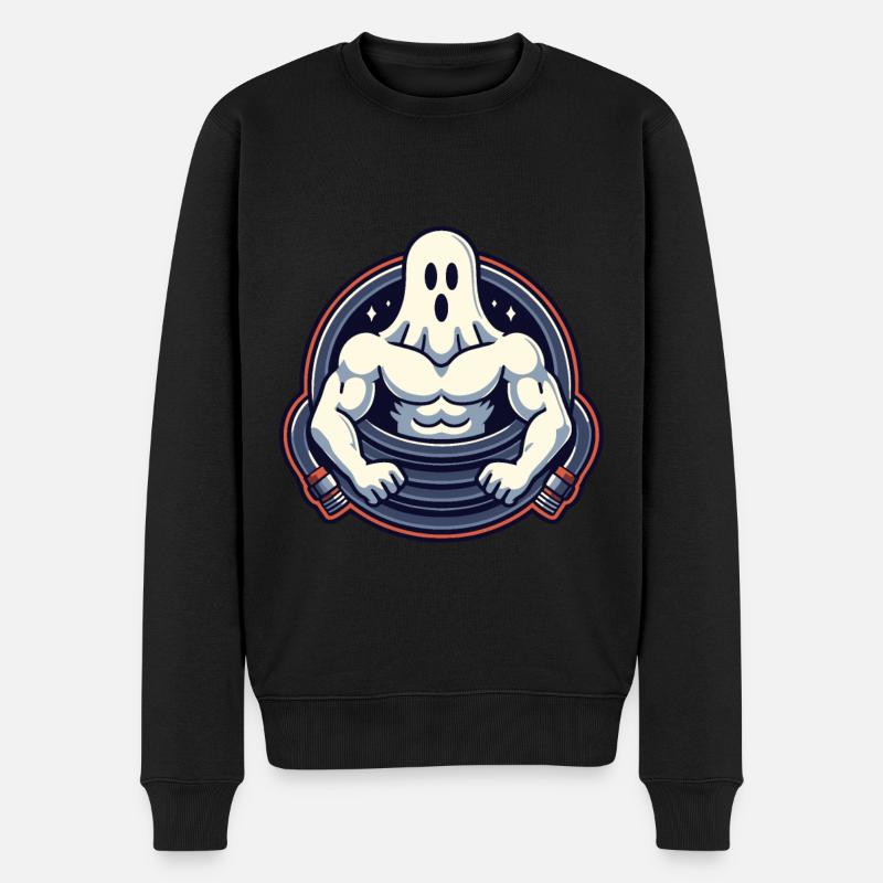 Musculation Ghost Drôle Gym Ghost - Pull Premium bio Homme - noir