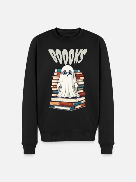 Cute Book Lover Ghost - Men's Premium Organic Jumper - black