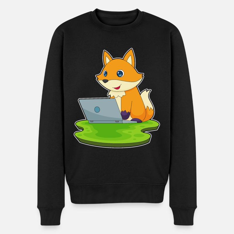 Fuchs Laptop - Männer Premium Bio Pullover - Schwarz