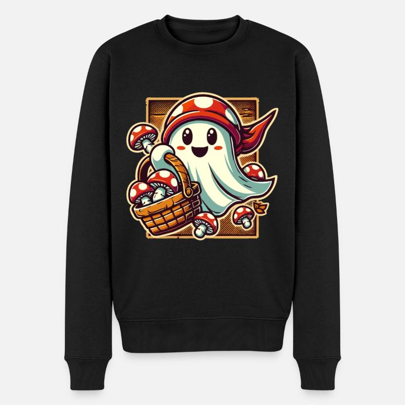 Pilzliebhaber Gespenst Pilze Sammler Geist - Männer Premium Bio Pullover - Schwarz