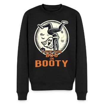 Lustiges Halloween Girl Mit Boo Im Booty - Männer Premium Bio Pullover - Schwarz - Vorne - Nico (187cm)