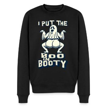lustiger Gespenster Spruch i put the boo in booty - Männer Premium Bio Pullover - Schwarz - Vorne - Nico (187cm)
