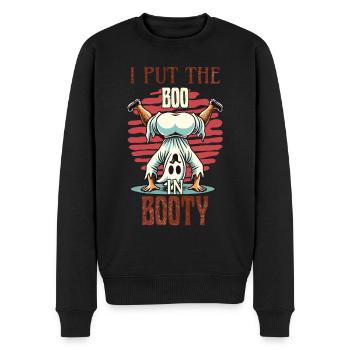 i put the boo in booty Humor Gespenst Design - Männer Premium Bio Pullover - Schwarz - Vorne - Nico (187cm)