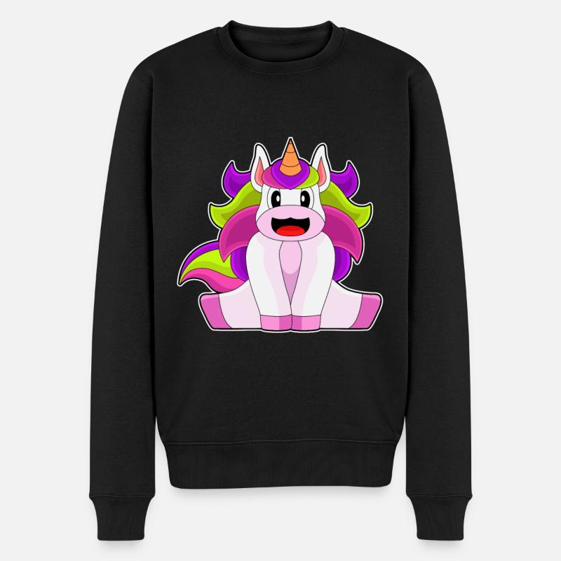Einhorn lange Haare - Männer Premium Bio Pullover - Schwarz