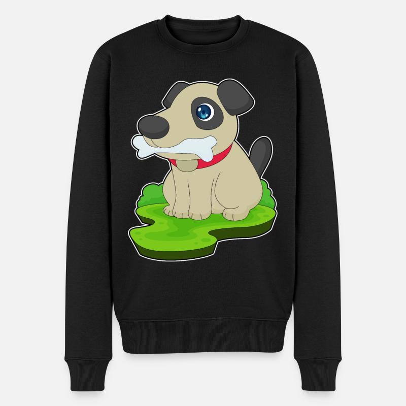 Hund Knochen - Männer Premium Bio Pullover - Schwarz