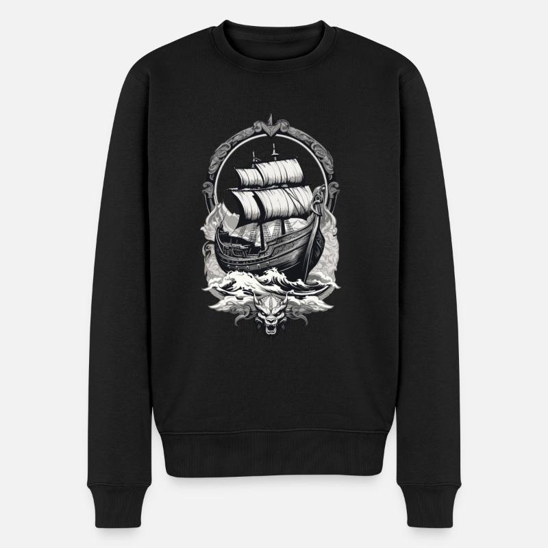 Abenteuerliche Wikinger Reise Auf Hoher See - Männer Premium Bio Pullover - Schwarz