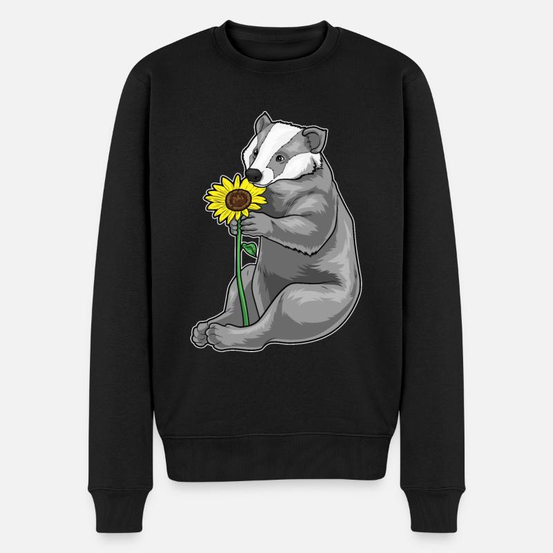 Blaireau Tournesol Fleurs - Pull Premium bio Homme - noir