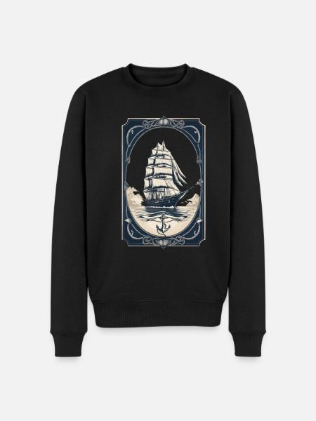 Maritime Sailing Ship Adventure Romance - Men's Premium Organic Jumper - black