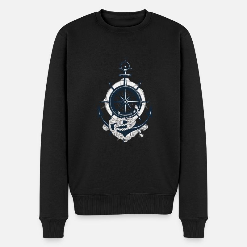 Capitaine Volant Ancre Voilier Aventure - Pull Premium bio Homme - noir