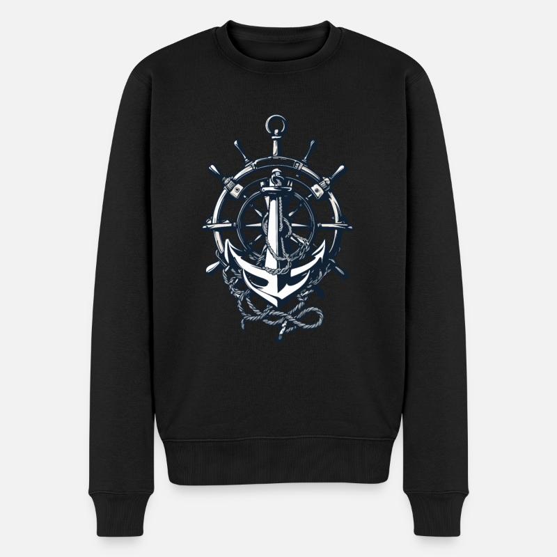 Capitaine Volant Ancre Aventure Bénédiction - Pull Premium bio Homme - noir