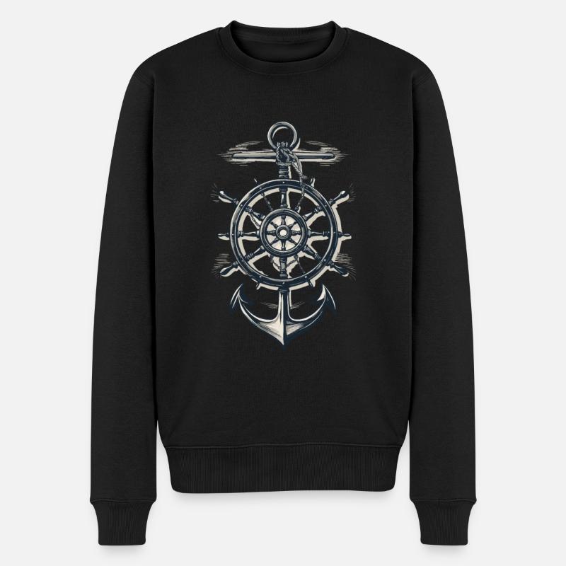 Symbole d’ancre de boussole maritime - Pull Premium bio Homme - noir