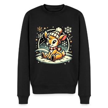 Winterliches Rentier Weihnachten Motiv - Männer Premium Bio Pullover - Schwarz - Vorne - Nico (187cm)