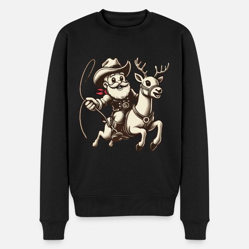 Cowboy Weihnachtsmann Abenteuer - Männer Premium Bio Pullover - Schwarz