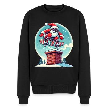 Skateboardender Weihnachtsmann Spaßiger Winter - Männer Premium Bio Pullover - Schwarz - Vorne - Nico (187cm)
