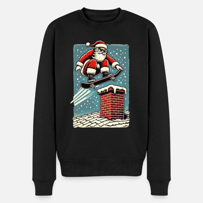 Weihnachten Skateboard Weihnachtsmann Schornstein - Männer Premium Bio Pullover - Schwarz