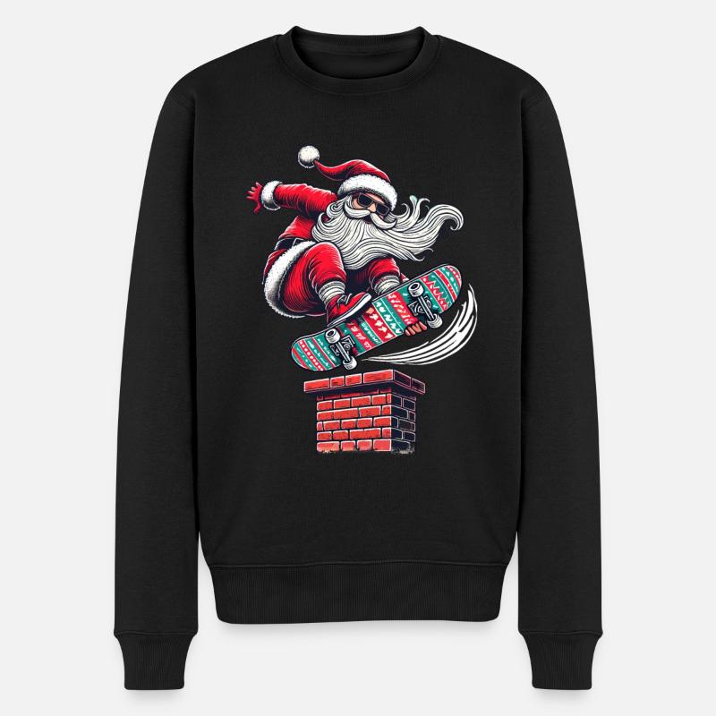 Père Noël style patineur - Pull Premium bio Homme - noir