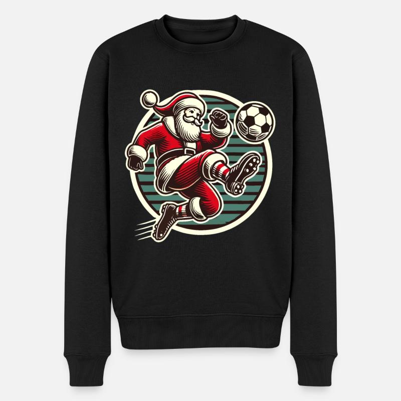 Weihnachtsmann Fußballspieler Design - Männer Premium Bio Pullover - Schwarz