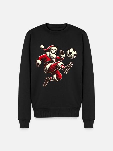 fFußballspielender Weihnachtsmann Santa - Männer Premium Bio Pullover - Schwarz