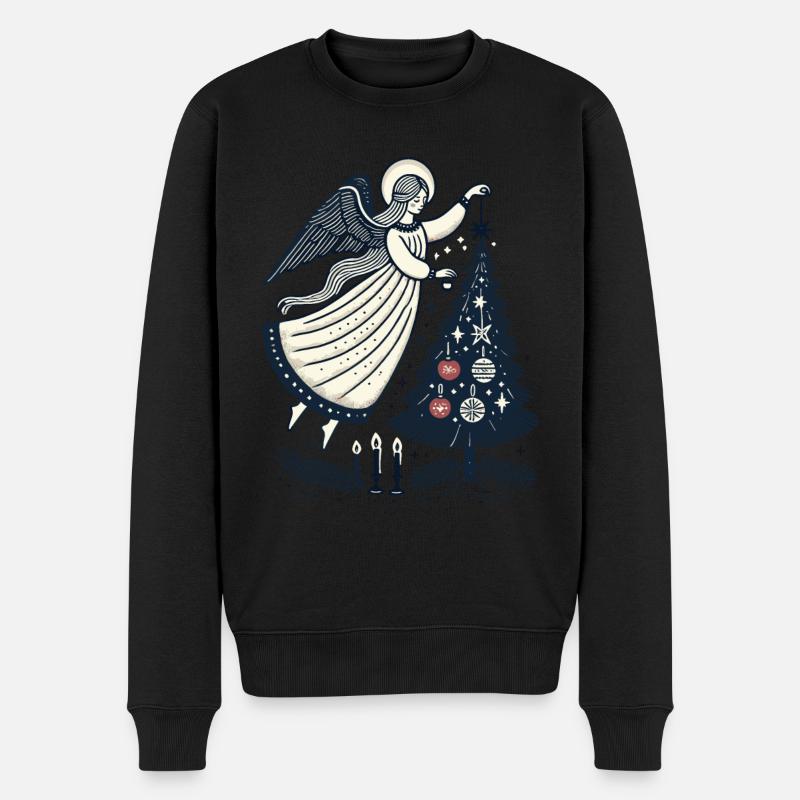 Vintage Engel Weihnachtsschmuck Ästhetik - Männer Premium Bio Pullover - Schwarz