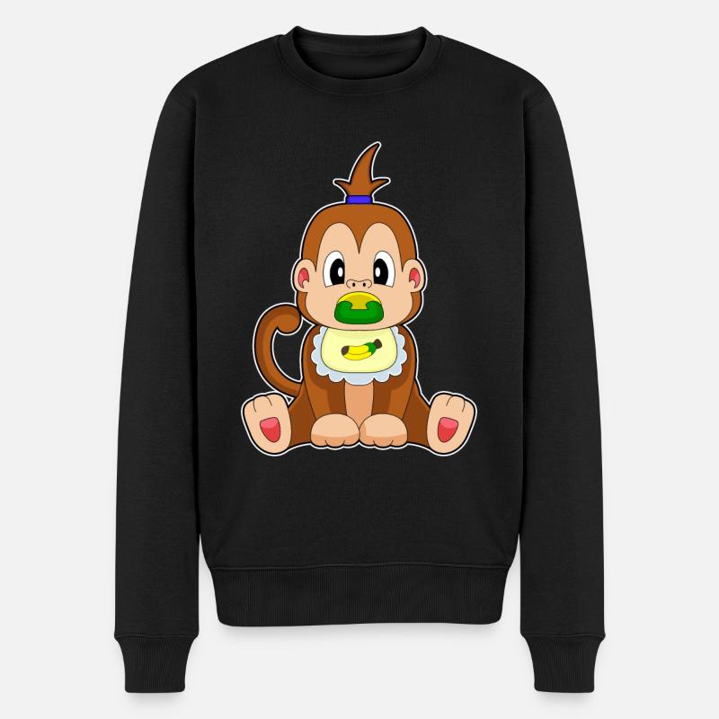 Monkey Banana Pacifier Bib - Men's Premium Organic Jumper - black