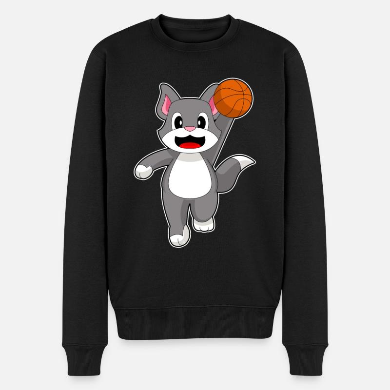 Chat Basketteur Basketteur - Pull Premium bio Homme - noir