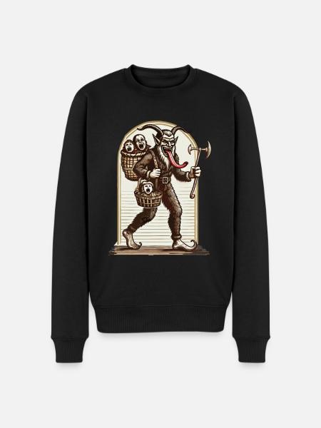 Scary Krampus with naughty children - Men's Premium Organic Jumper - black