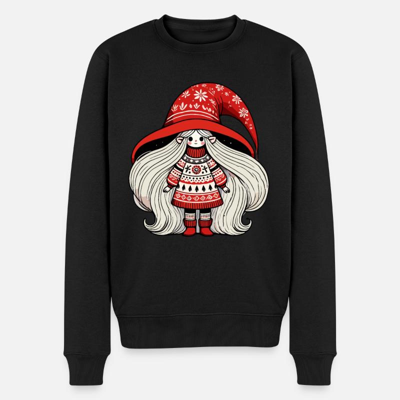 Weihnachtswichtel im Skandinavischen Stil - Männer Premium Bio Pullover - Schwarz