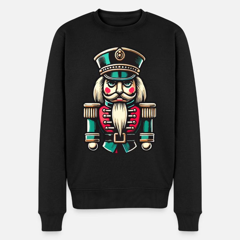 Weihnachtlicher Nussknacker Illustration - Männer Premium Bio Pullover - Schwarz