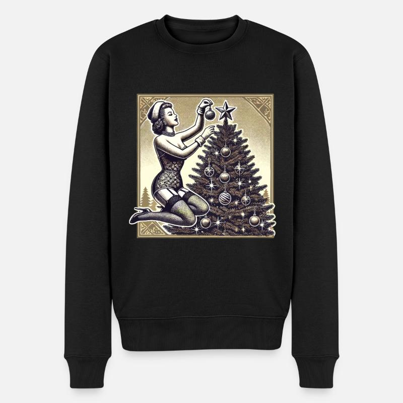Motif pin-up de Noël rétro - Pull Premium bio Homme - noir