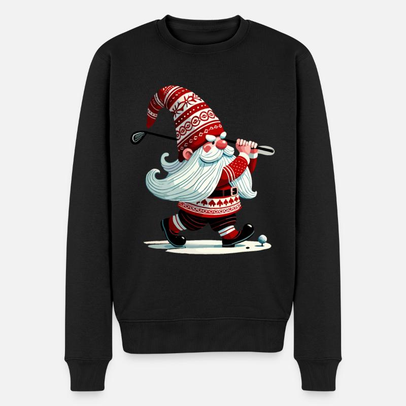 Golfspiller Nisse Dværg Jul Golfspiller Elf - Økologisk premium-sweatshirt til mænd - sort