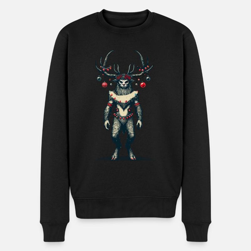 Festlicher Krampus Weihnachtliche Folklore - Männer Premium Bio Pullover - Schwarz