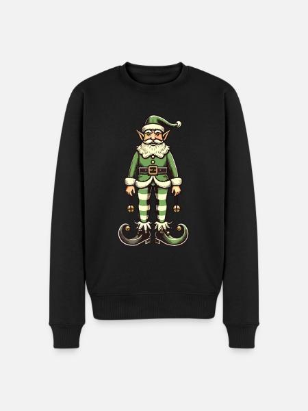 Elfo di Natale in costume bianco verde - Maglione ecologico premium da uomo - nero