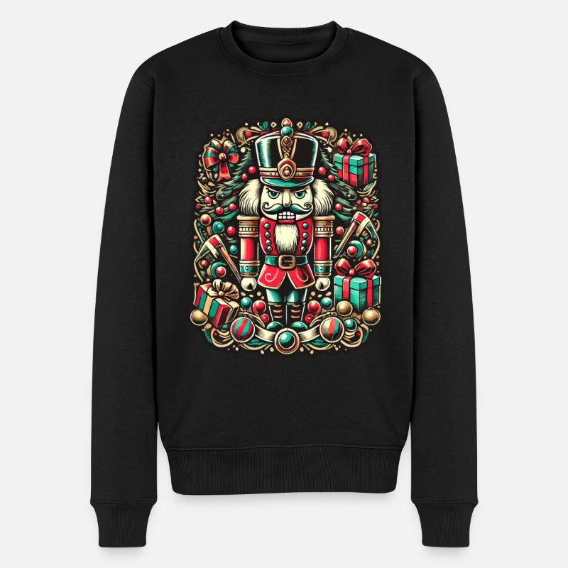 Nussknacker Weihnachten Festlich Bunt - Männer Premium Bio Pullover - Schwarz