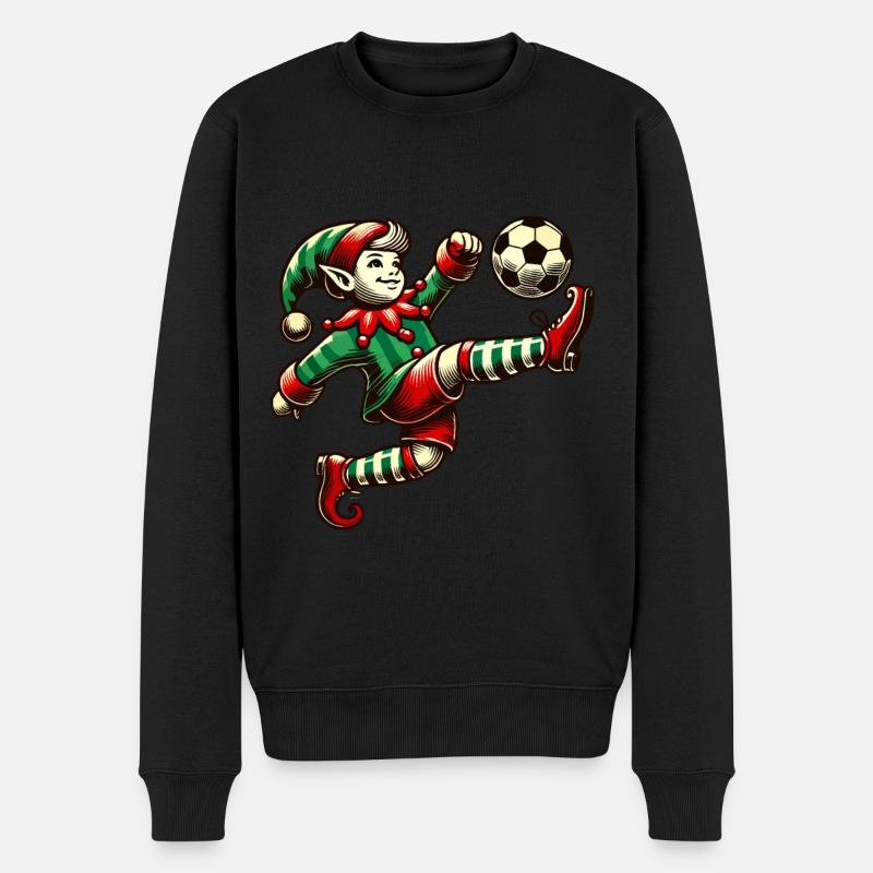Fußballspielender Elf Mit Ball - Männer Premium Bio Pullover - Schwarz