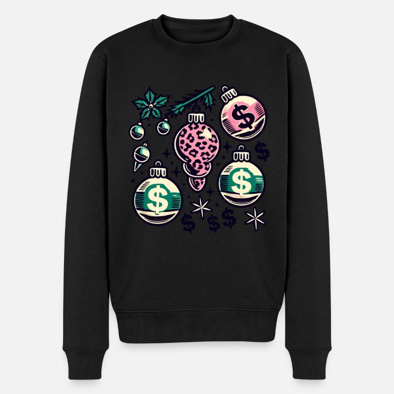 Weihnachtlicher Geldregen Dekor - Männer Premium Bio Pullover - Schwarz