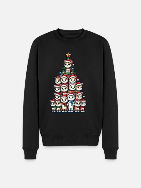 Christmas Cats Christmas Tree Fun - Men's Premium Organic Jumper - black